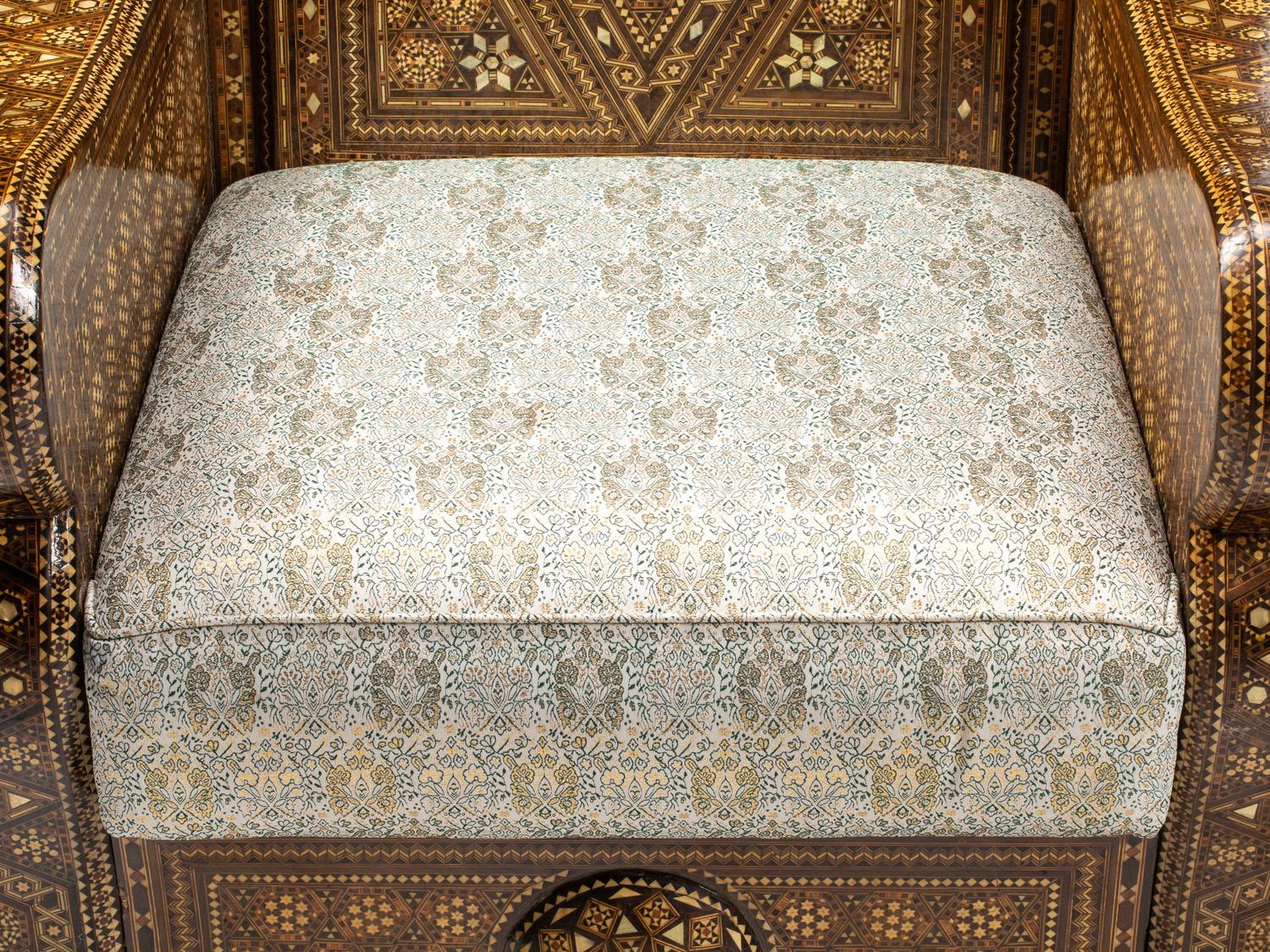 A Pair of Moroccan Marquetry and Mother-of-Pearl Inlaid Lounge Chairs