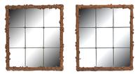 A Pair of Contemporary Carved Wood Framed Mirrors Height 37 x width 31 1/2 inches. — 20TH CENTURY