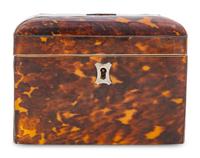 A Regency Tortoiseshell Tea Caddy