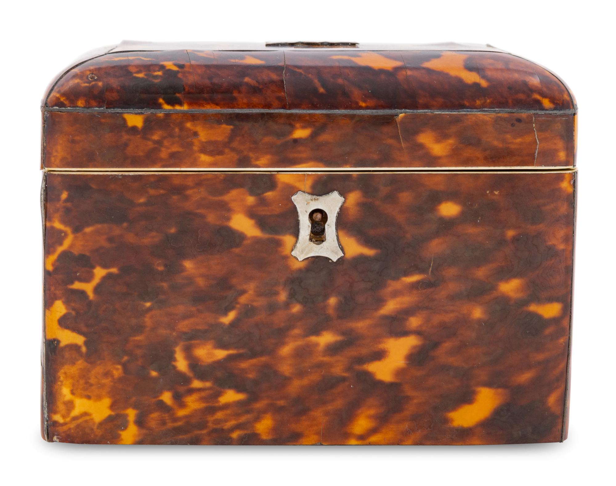 A Regency Tortoiseshell Tea Caddy