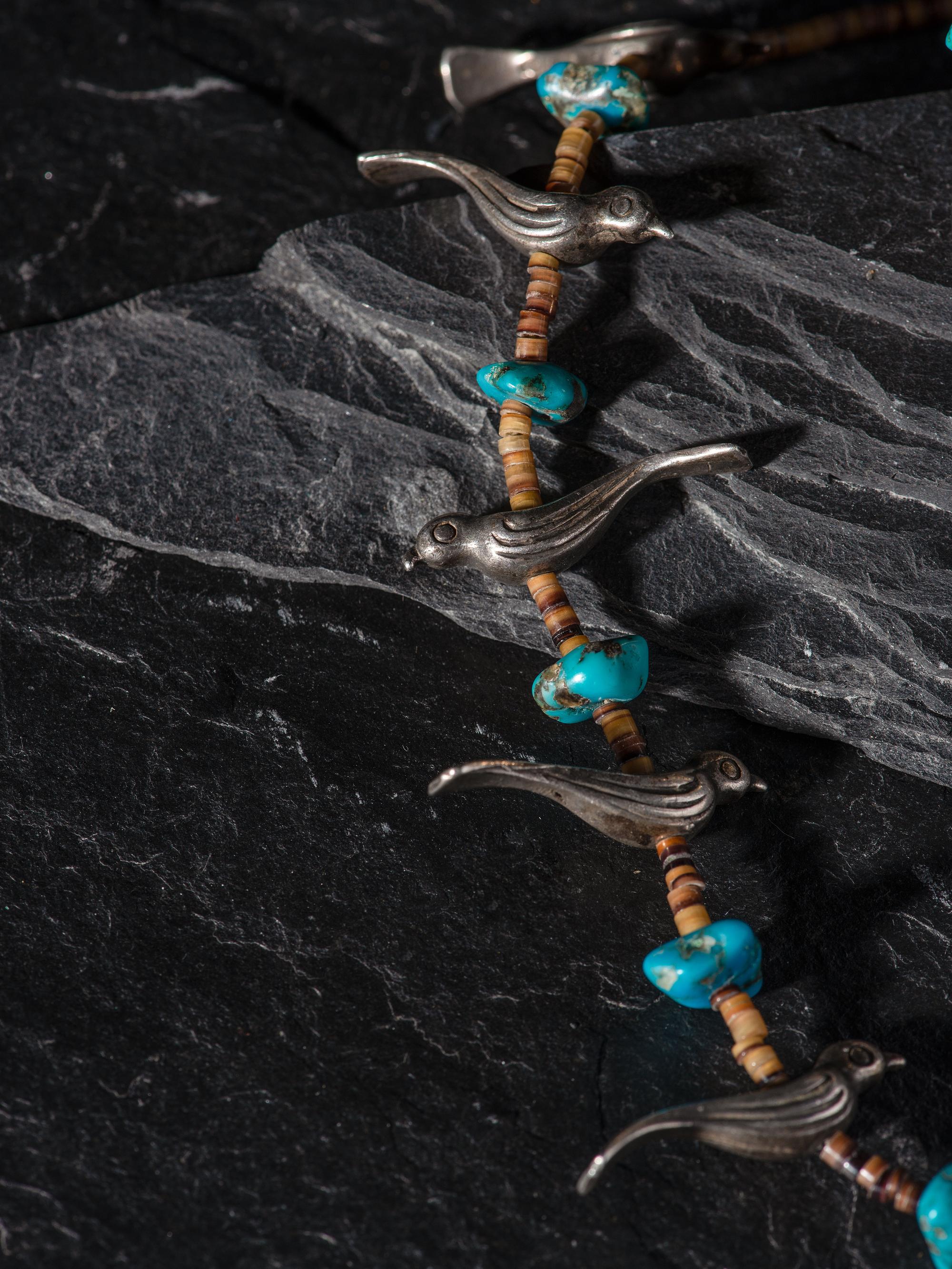 Navajo Silver and Turquoise Cuff Bracelet AND Southwestern-style Fetish Necklace