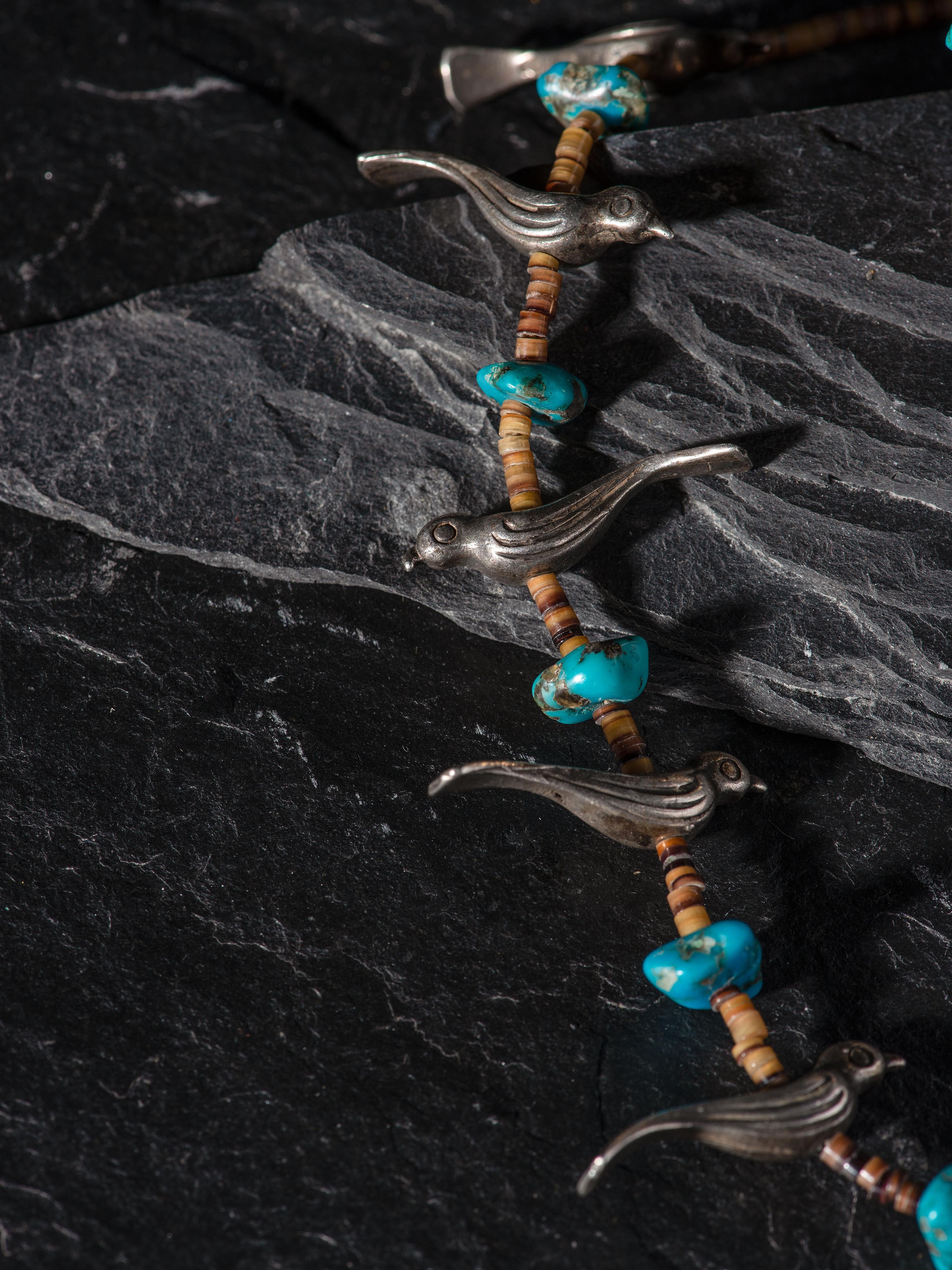 Navajo Silver and Turquoise Cuff Bracelet AND Southwestern-style Fetish Necklace