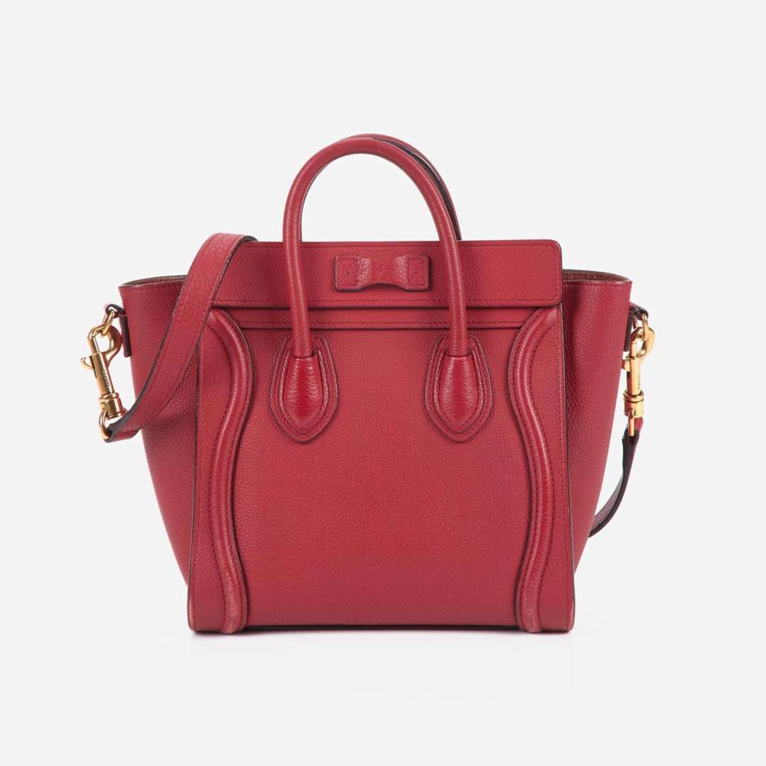 A Celine Nano Luggage Red Leather Handbag Celine