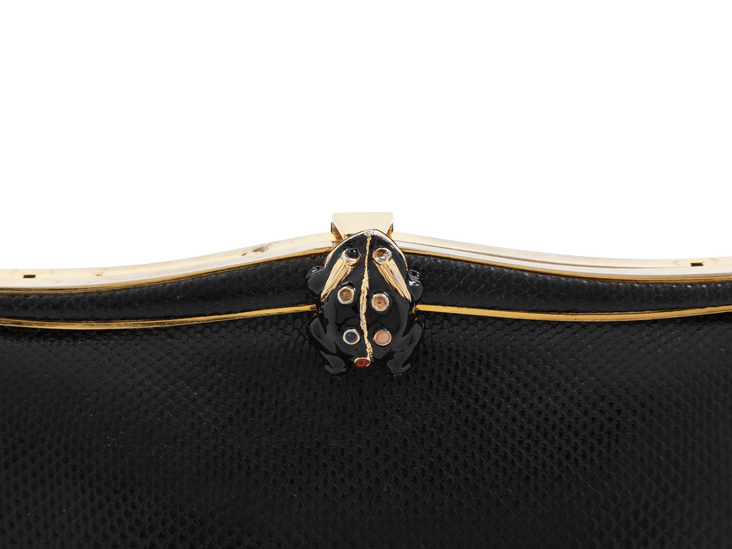 A Judith Leiber Black Leather Clutch