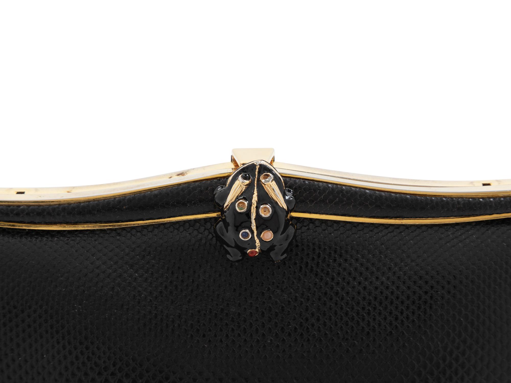 A Judith Leiber Black Leather Clutch