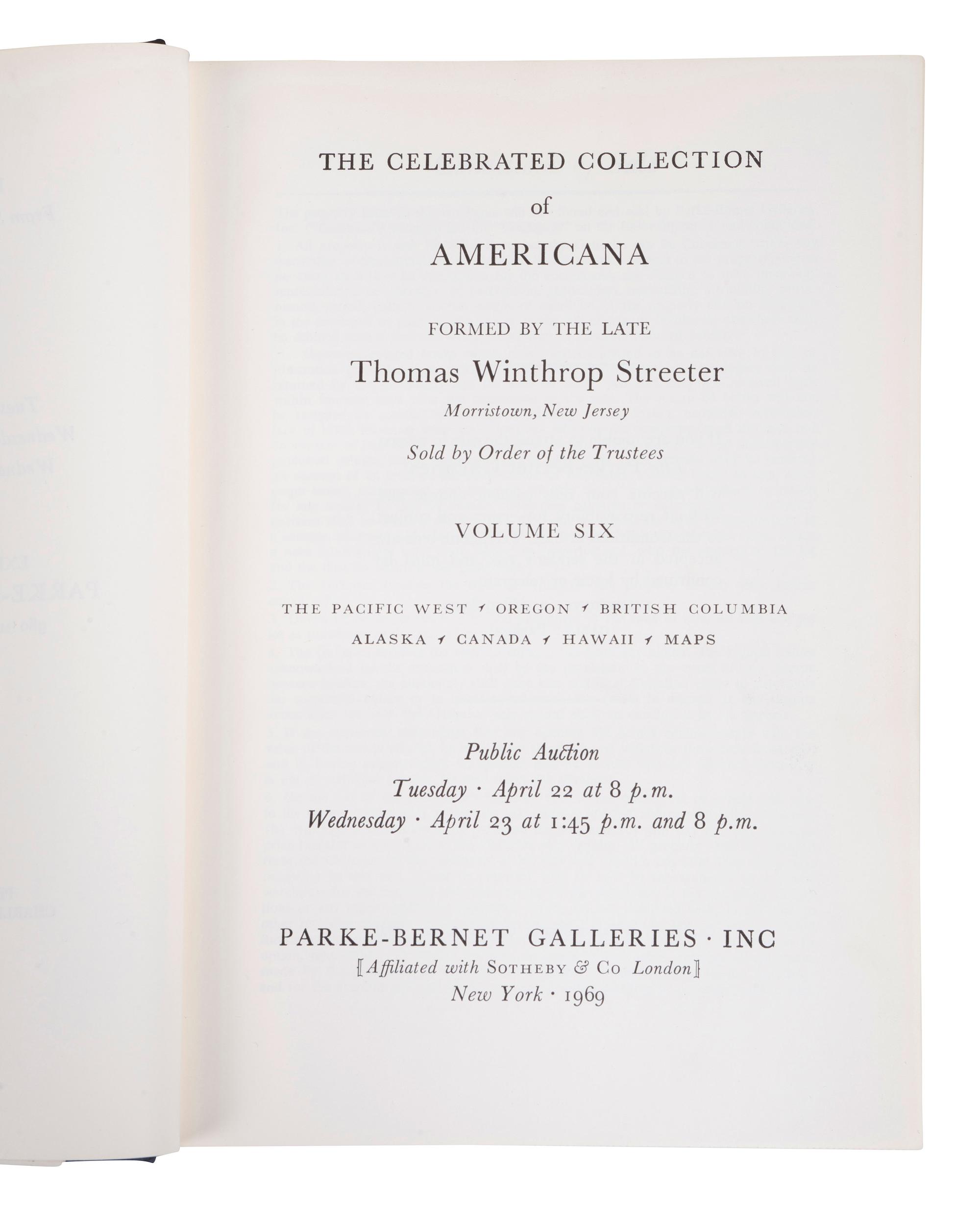 [STREETER, Thomas Winthrop (1883-1965)]. Parke-Bernet Galleries. The Celebrated Collection of Americana . New York: Parke-Bernet Galleries, 1966-1970.