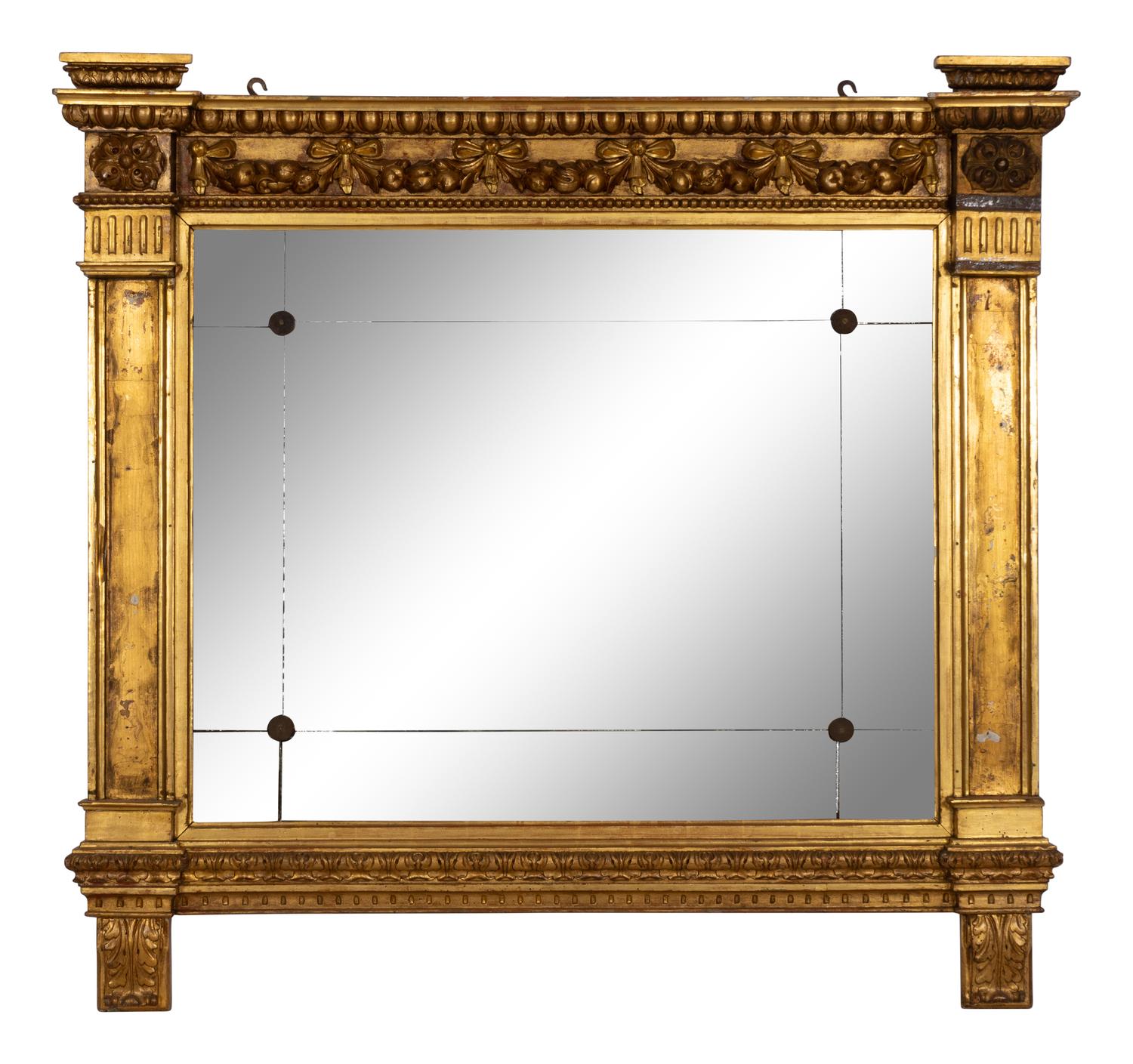 An English Giltwood and Gesso Overmantel Mirror