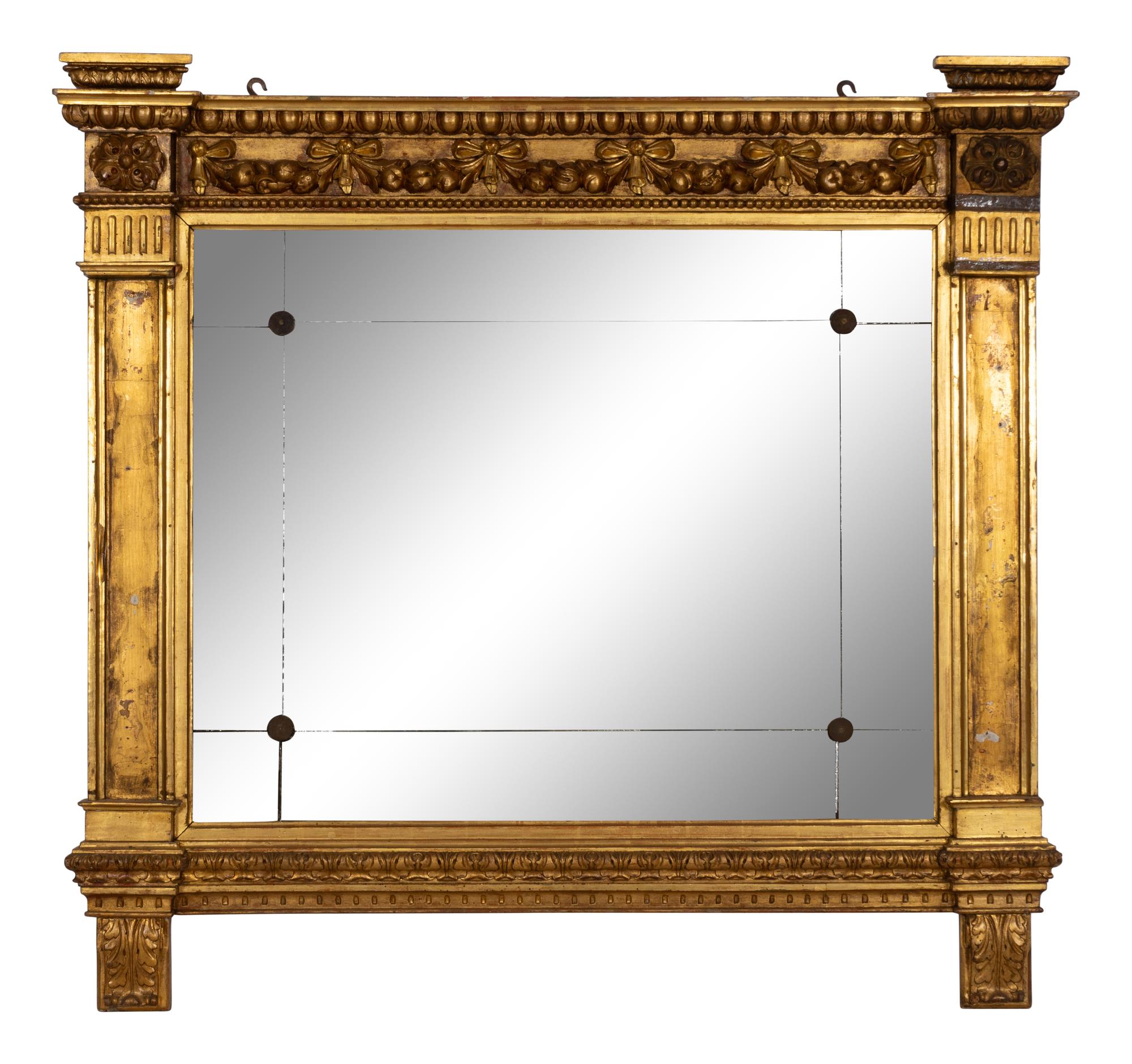 An English Giltwood and Gesso Overmantel Mirror
