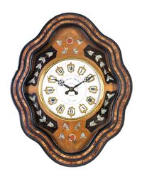 A Victorian Mother-of-Pearl Inlaid Wall Clock Height 24 1/4 inches. — 19TH CENTURY