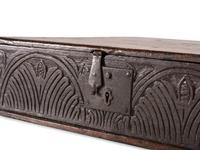 A Pilgrim Century Carved Oak Document Box