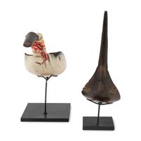 Plains Quilled Horn Spoon AND Northwest Coast Carved Horn Spoon