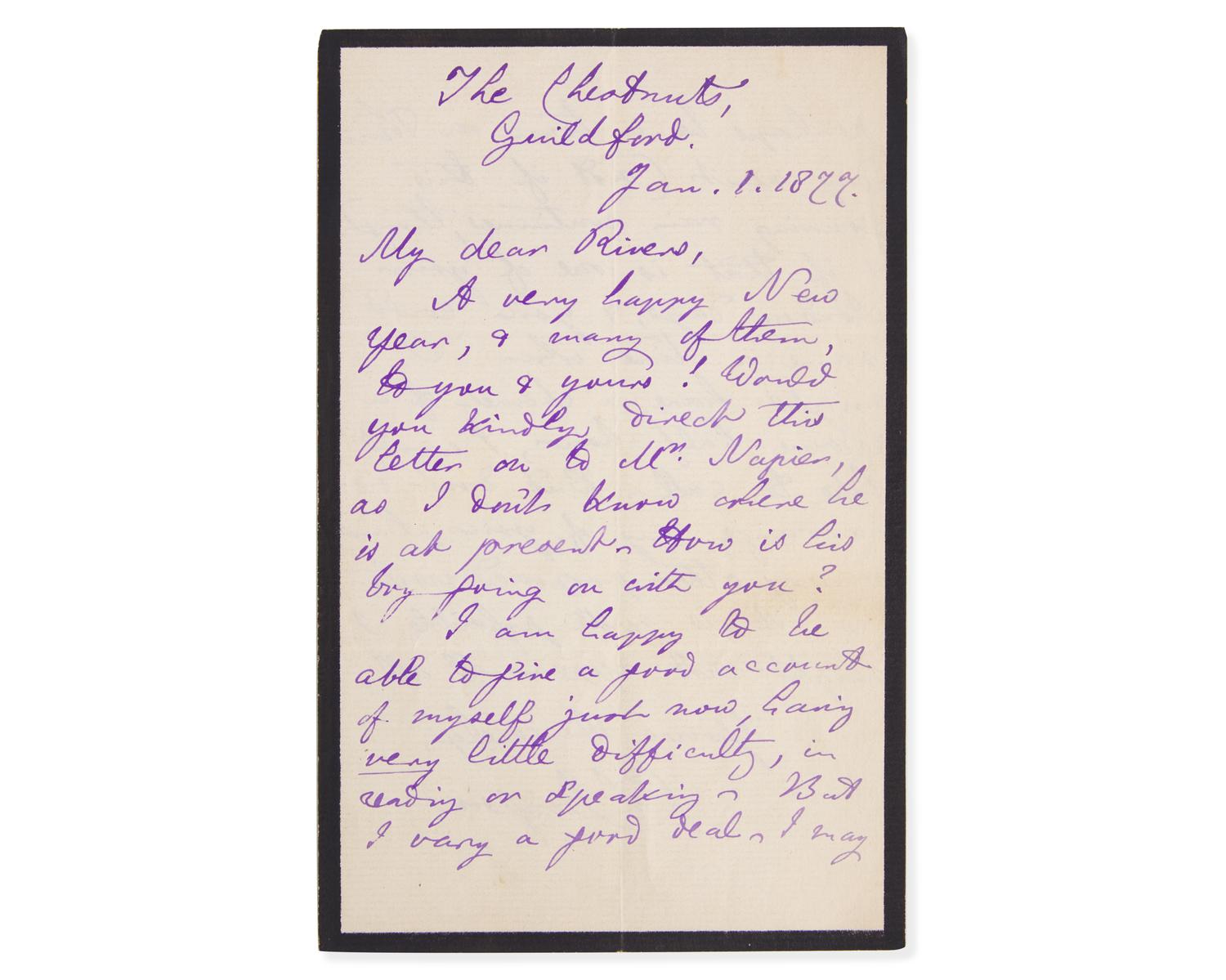 Lewis, Carroll (Charles Lutwidge Dodgson). Autograph Letter, signed