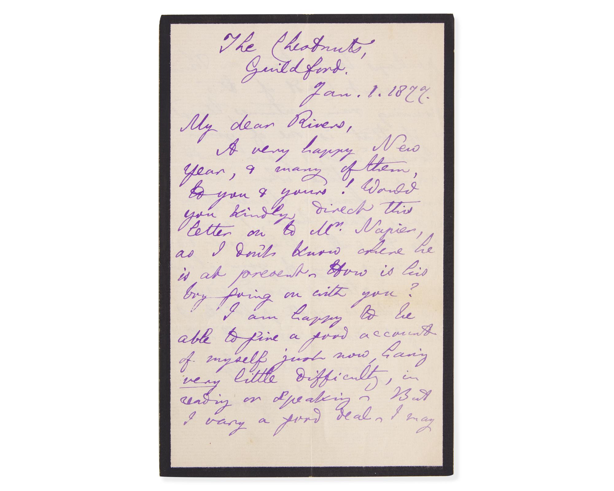 Lewis, Carroll (Charles Lutwidge Dodgson). Autograph Letter, signed