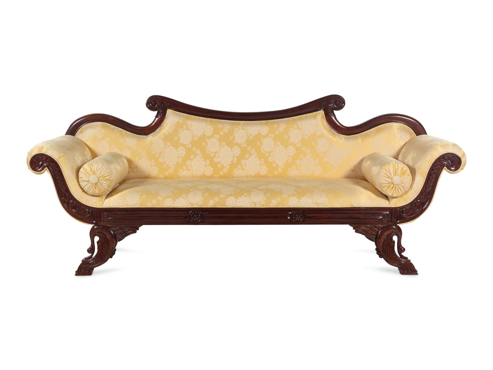 A Classical Style Carved Mahogany Swan-Foot Sofa