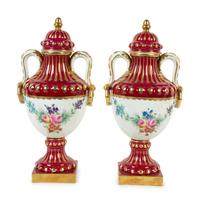 A Pair of Limoges Porcelain Urns