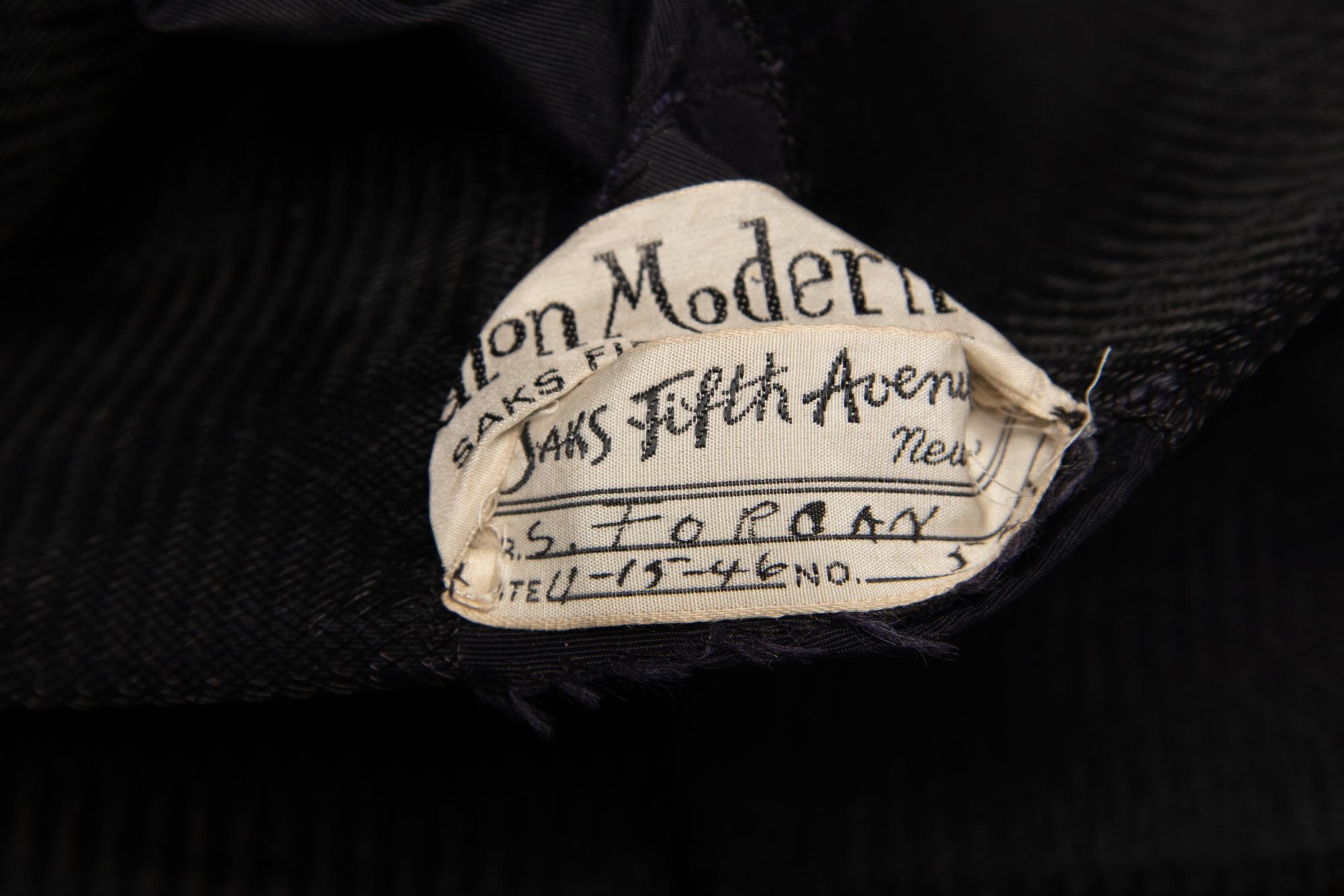 Sophie Gimbel for Salon Moderne Black Dress, 1946
