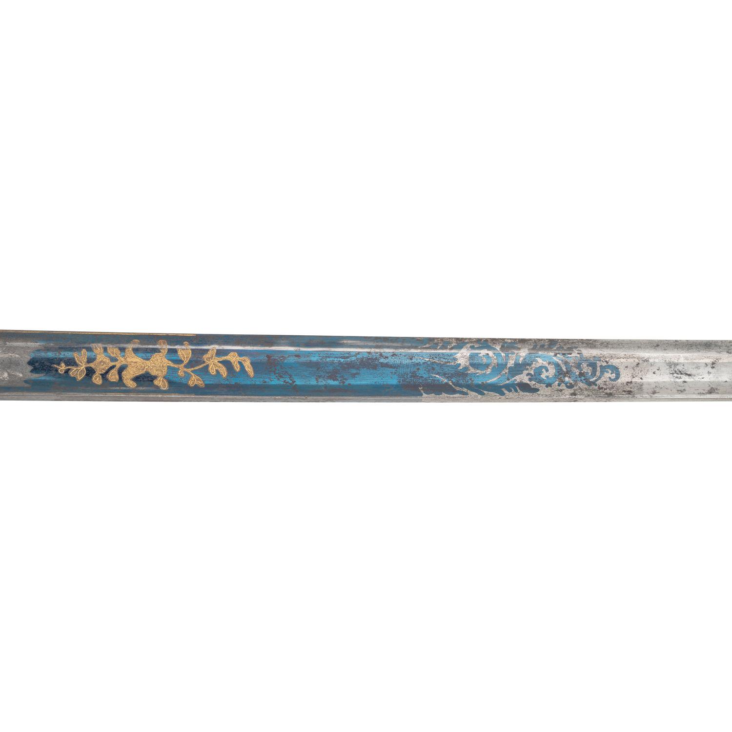 Mexican War Era Eagle Hilt US Militia Officers Sword with Blued & Gilt Blade