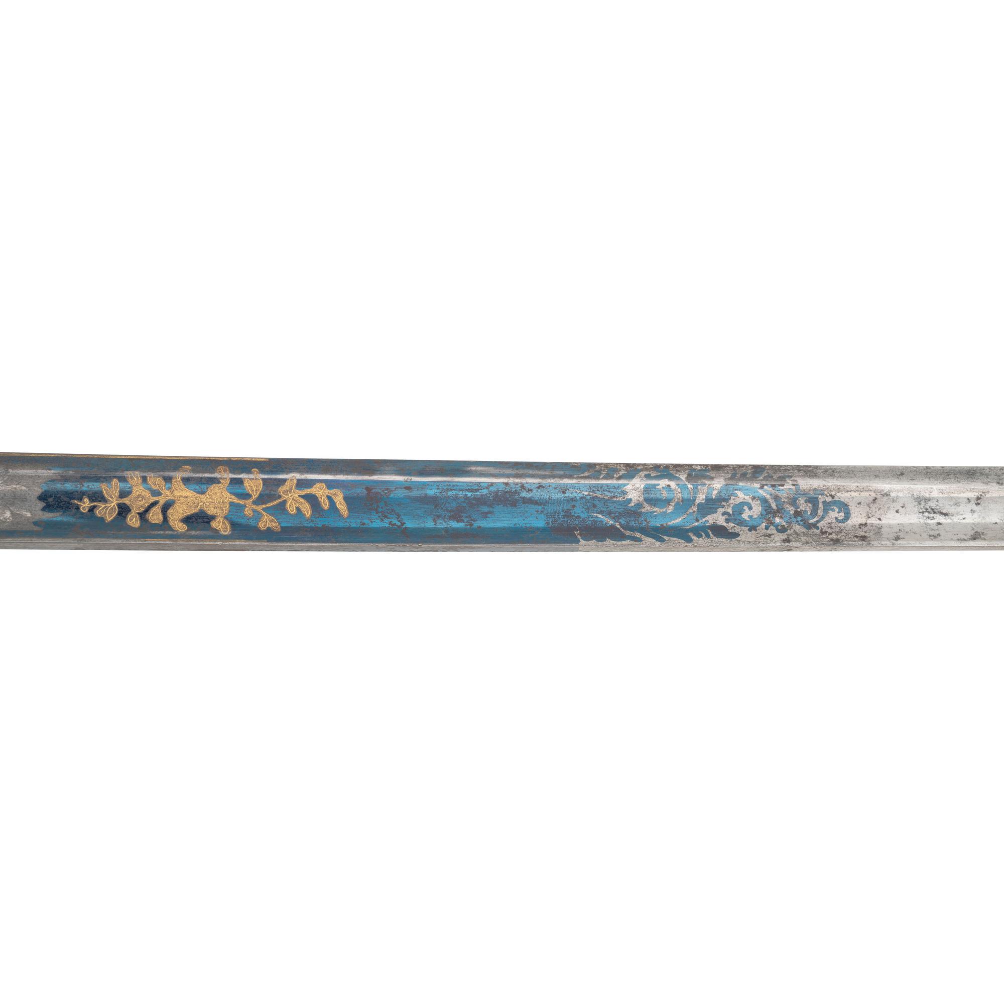 Mexican War Era Eagle Hilt US Militia Officers Sword with Blued & Gilt Blade