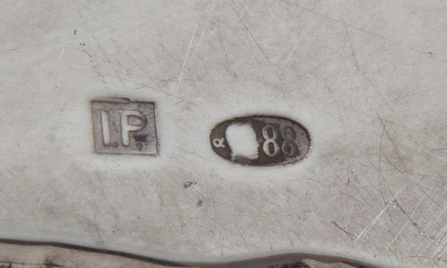 A Russian Silver Table Ornament, Maker's Mark Latin I.P., St. Petersburg, Early 20th Century, in the form of a rabbit with cabochon ins