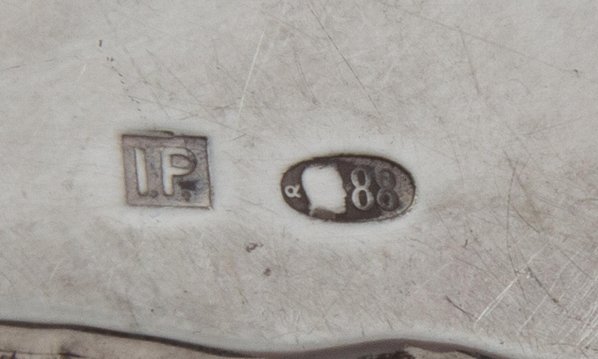 A Russian Silver Table Ornament, Maker's Mark Latin I.P., St. Petersburg, Early 20th Century, in the form of a rabbit with cabochon ins