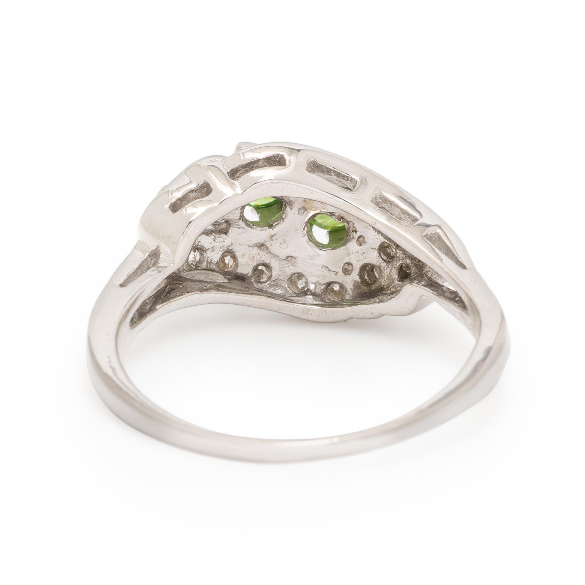 DEMANTOID GARNET AND DIAMOND BYPASS RING