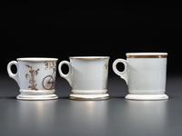 Three Cyclist's Porcelain Shaving Mugs