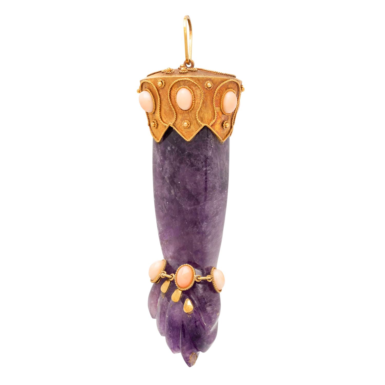 AMETHYST AND CORAL FIGA PENDANT