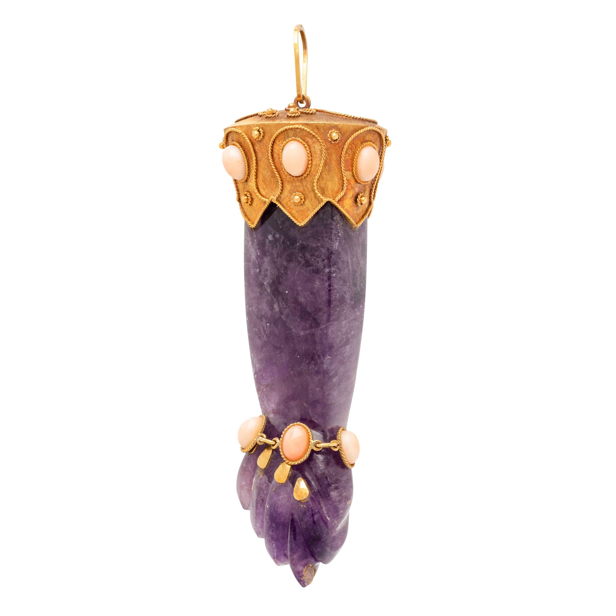 AMETHYST AND CORAL FIGA PENDANT