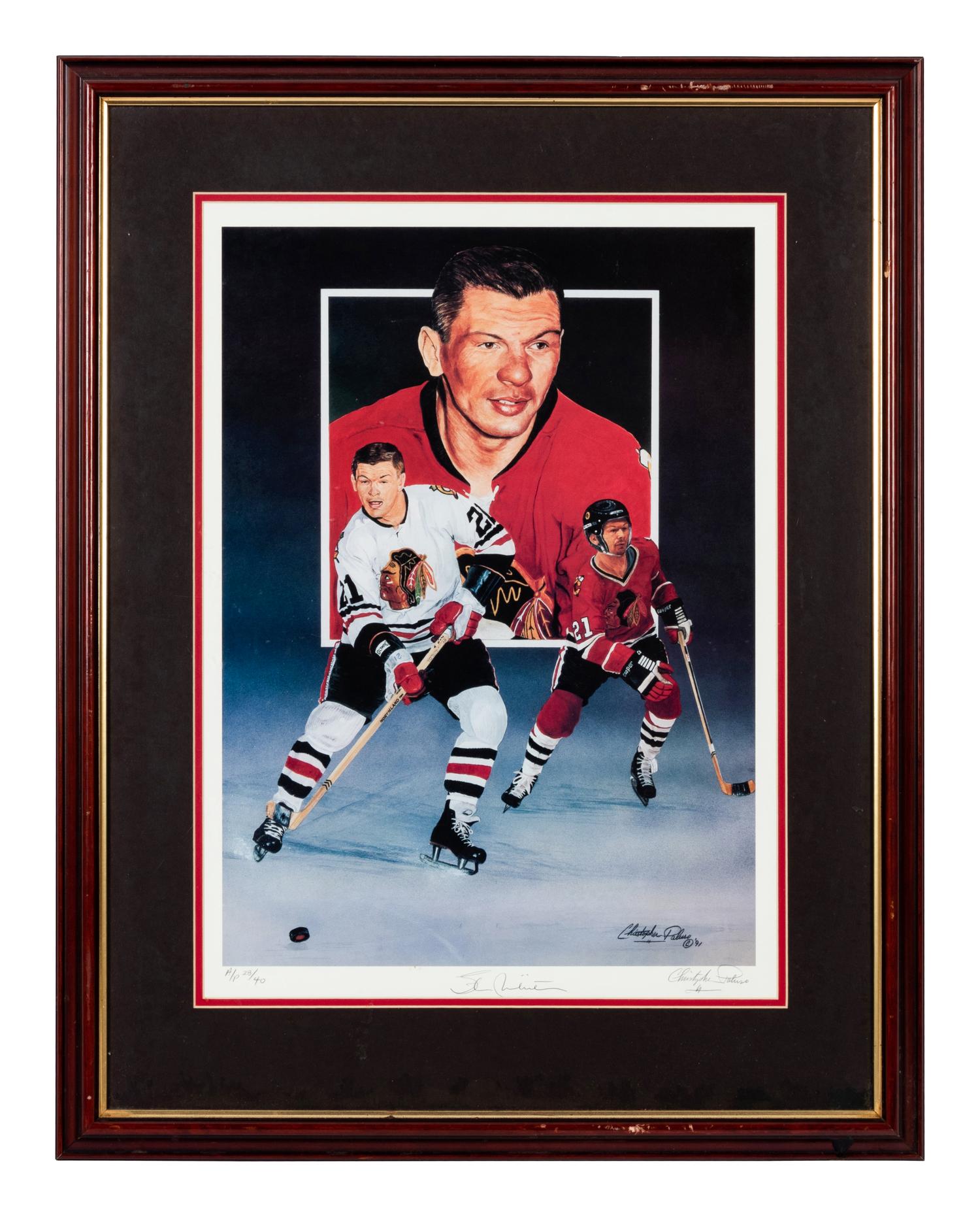 A Christopher Paluso Stan Mikita Signed Autograph Print Formerly Displayed at Mike Ditka’s Restaurant