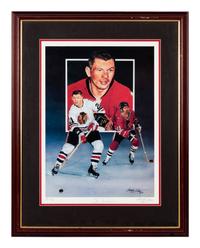 A Christopher Paluso Stan Mikita Signed Autograph Print Formerly Displayed at Mike Ditka’s Restaurant