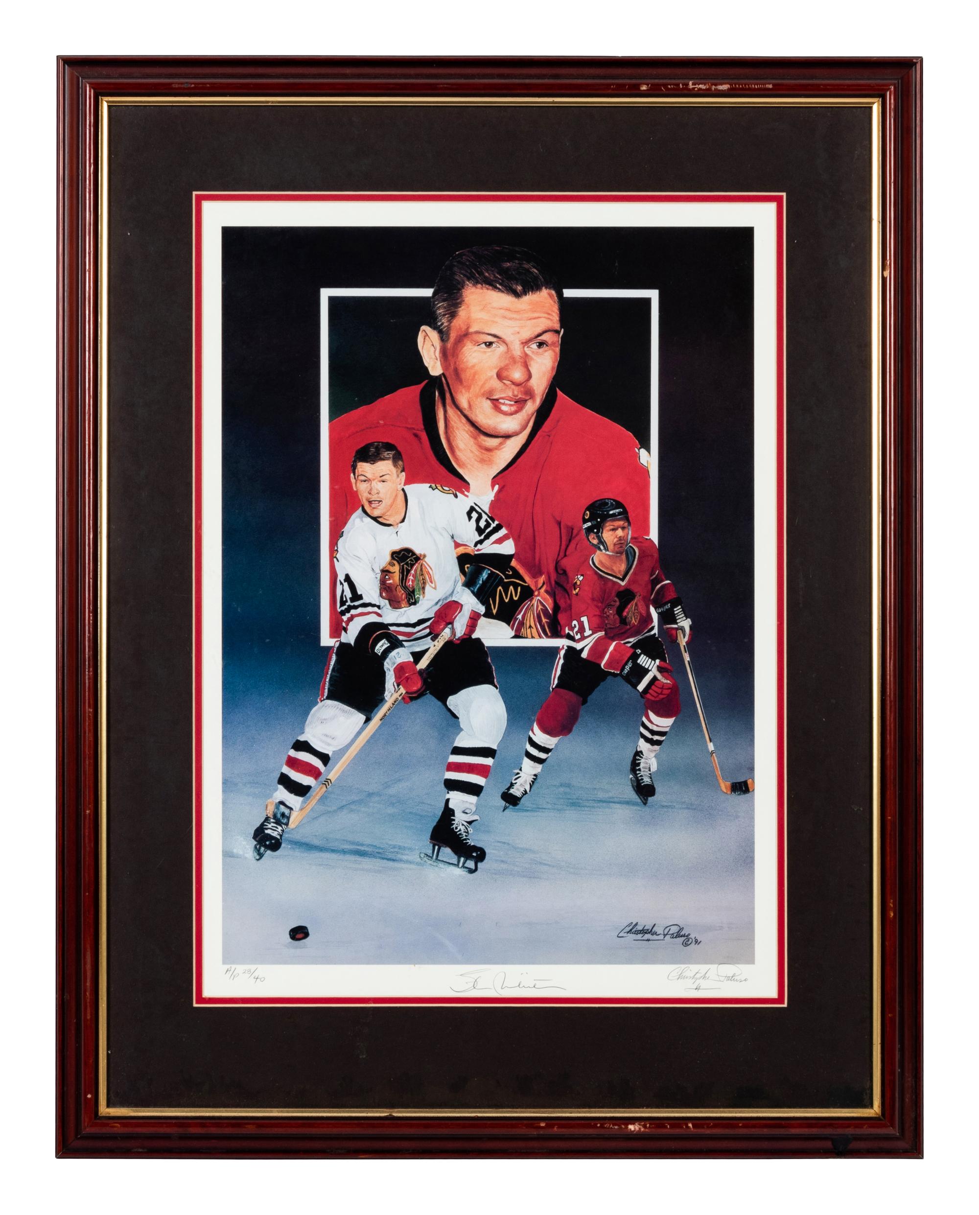 A Christopher Paluso Stan Mikita Signed Autograph Print Formerly Displayed at Mike Ditka’s Restaurant