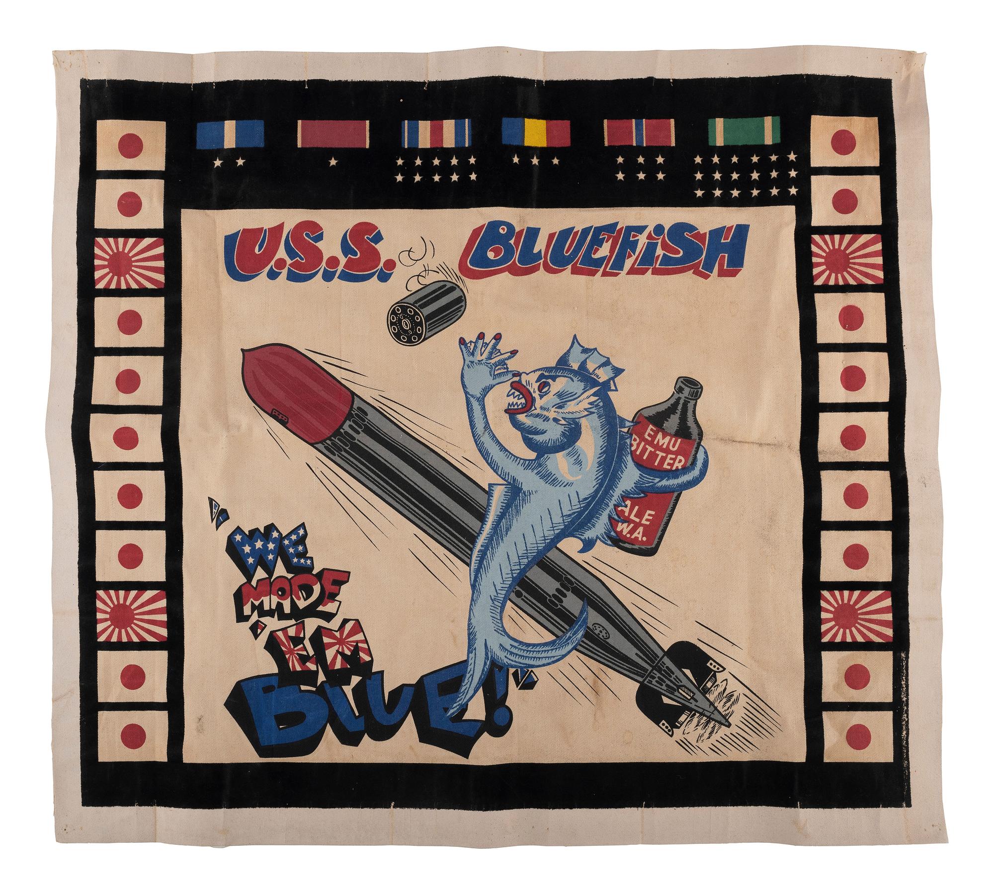 [WORLD WAR II]. USS Bluefish submarine kill pennant. Rochester, NY: Carlton Company.