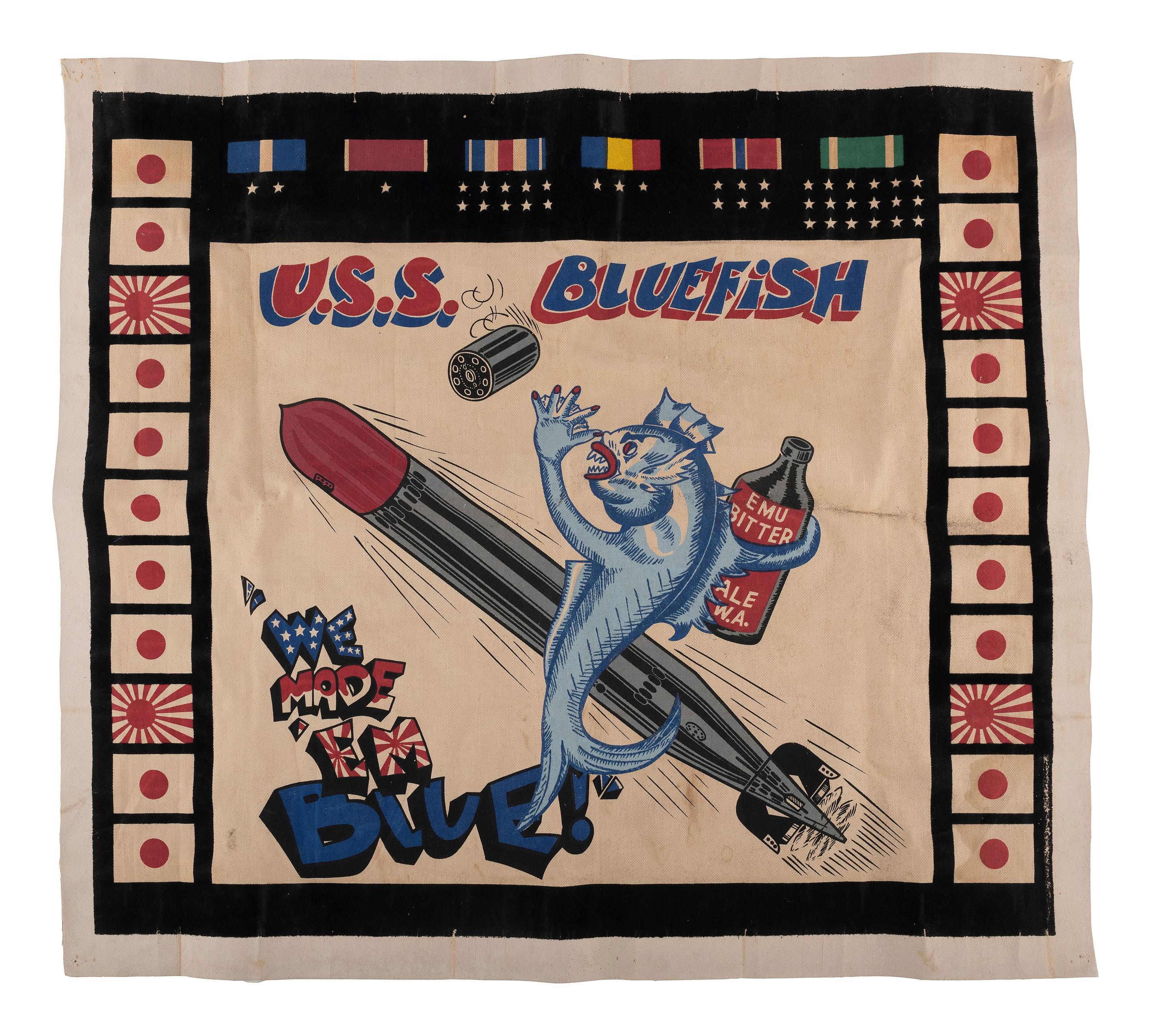 [WORLD WAR II]. USS Bluefish submarine kill pennant. Rochester, NY: Carlton Company.
