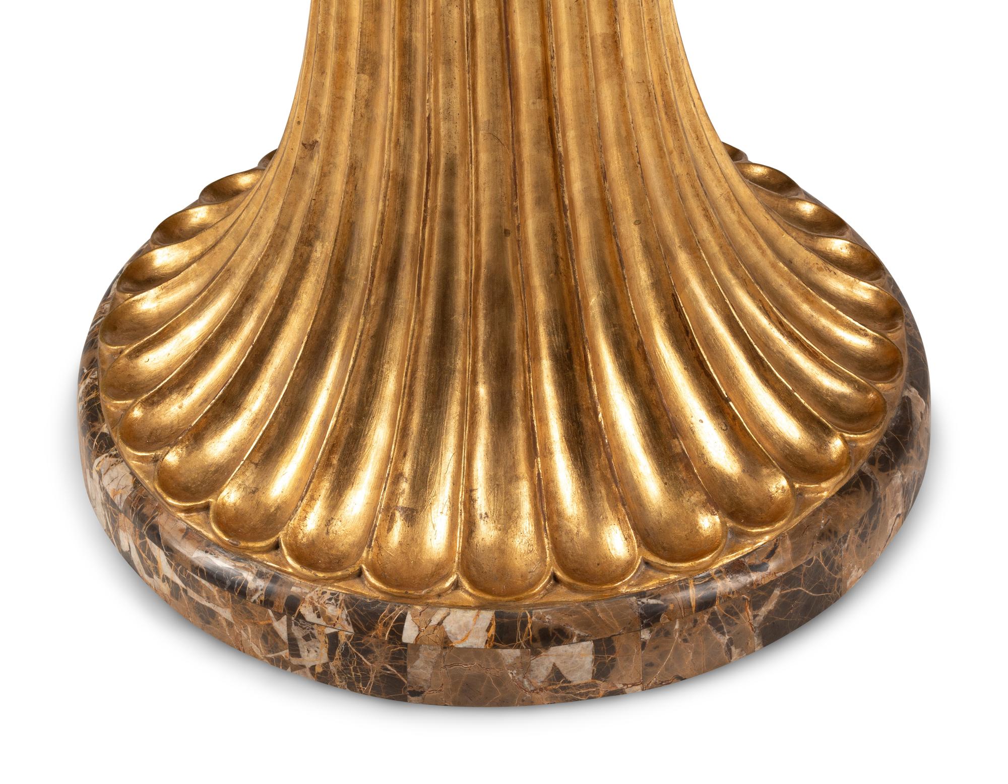 A Continental Parcel Gilt Specimen Marble Game Table