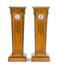 A Pair of Edwardian Painted Satinwood Pedestals Height 43 1/2 inches. — CIRCA 1910