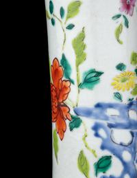 A Pair of Gilt Mounted Chinese Export Famile Rose Porcelain Gu Vases