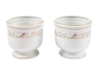 A Pair of Limoges Porcelain Cache Pots in the Audubon Pattern