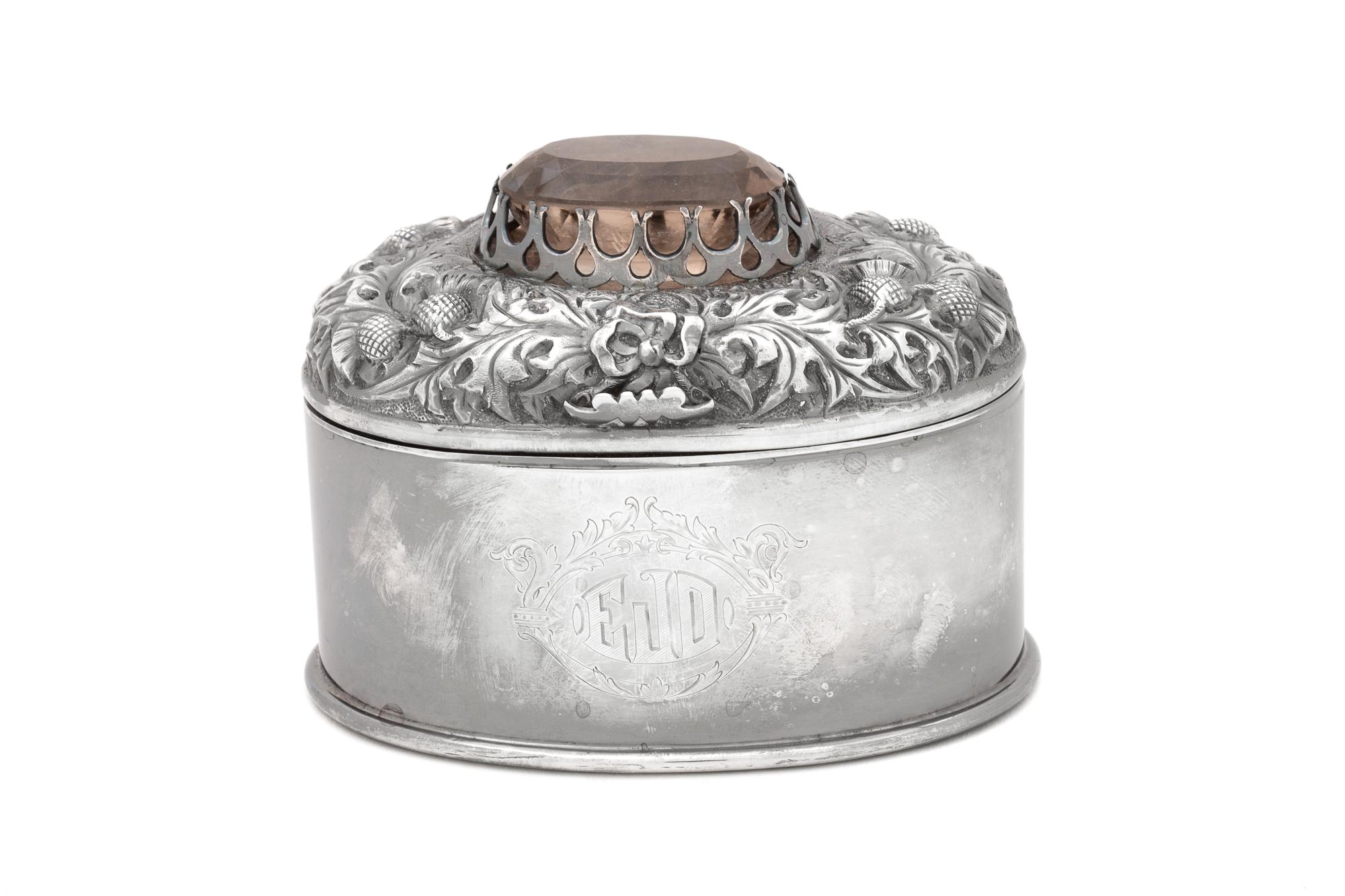 A Scottish Victorian Silver and Quartz-Inset Table Casket