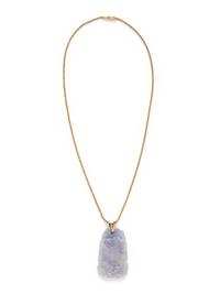 YELLOW GOLD AND LAVENDER JADE PENDANT/NECKLACE