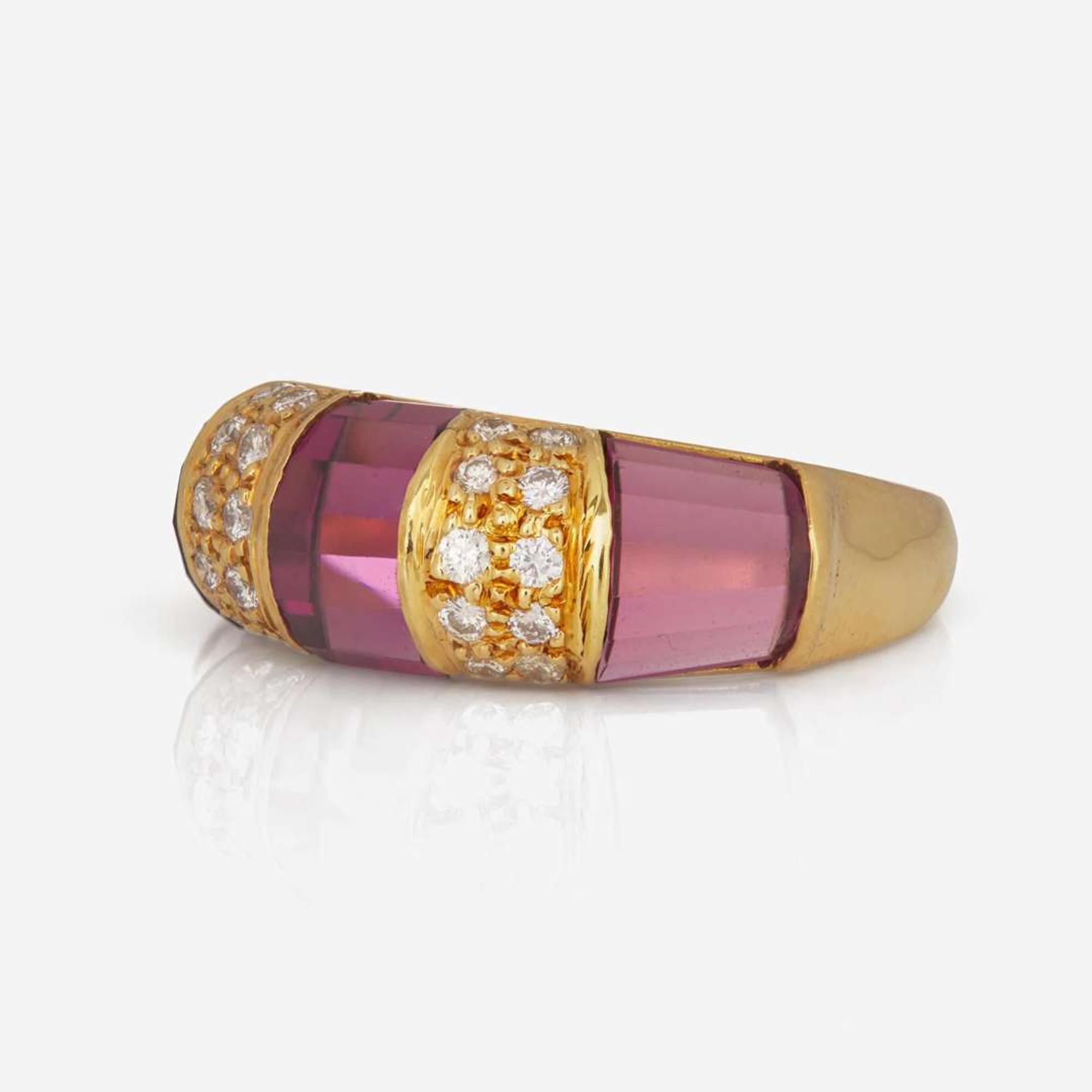 An 18K Yellow Gold, Diamond, and Tourmaline Tiffany & Co. Ring