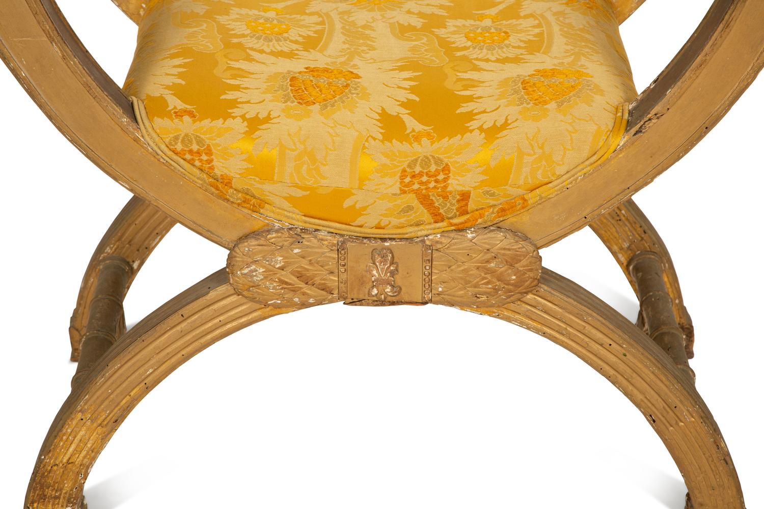 An Italian Giltwood Curule-Form Bench