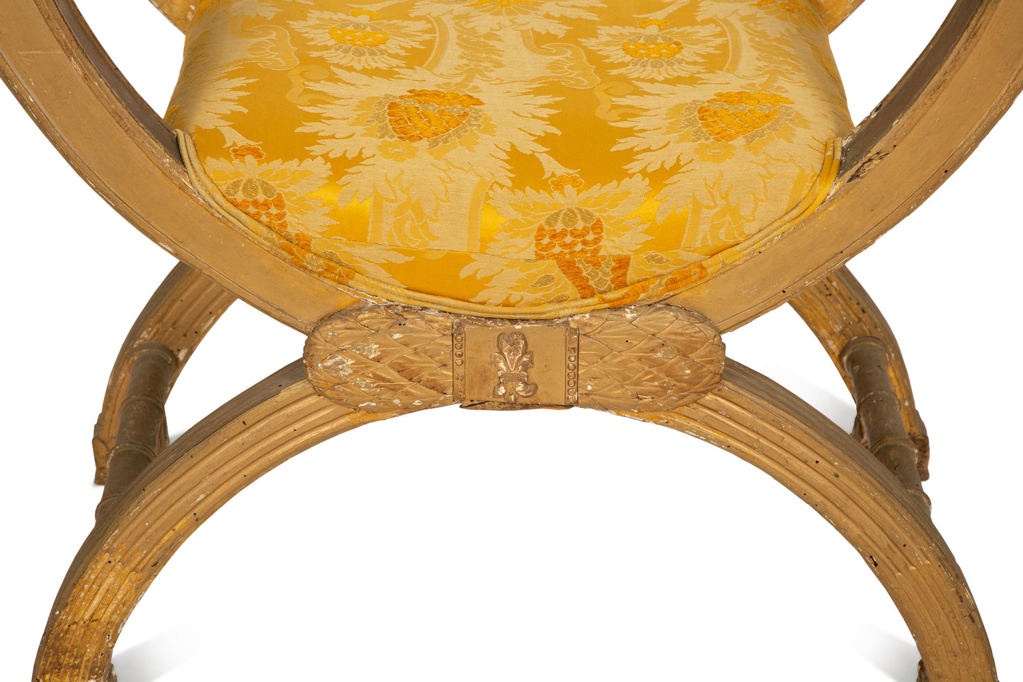 An Italian Giltwood Curule-Form Bench