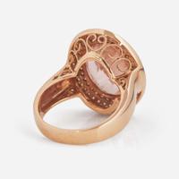A 14K Rose Gold, Morganite, and Diamond Ring