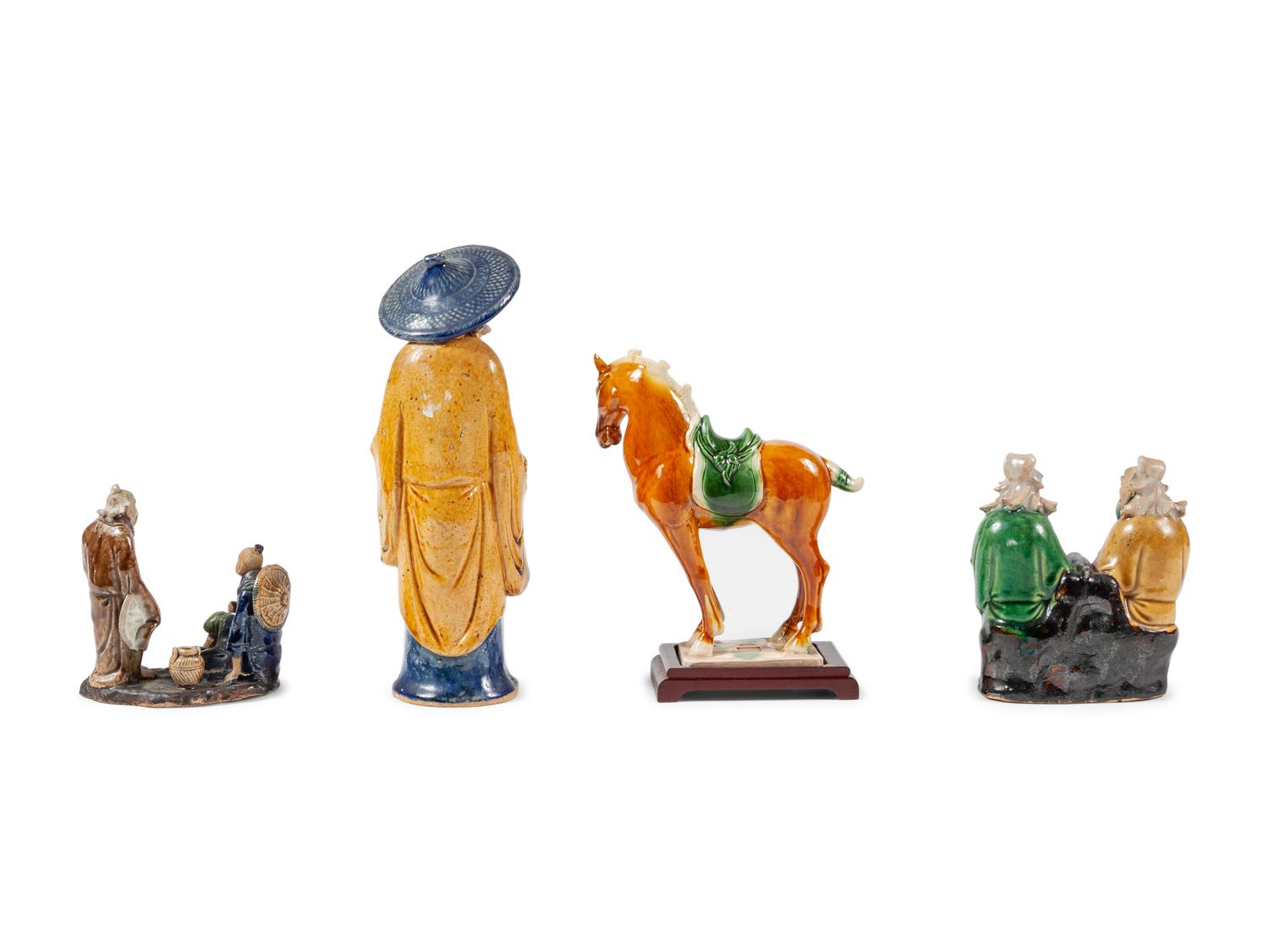 Four Chinese Sancai Glazed Porcelain Figures