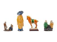 Four Chinese Sancai Glazed Porcelain Figures
