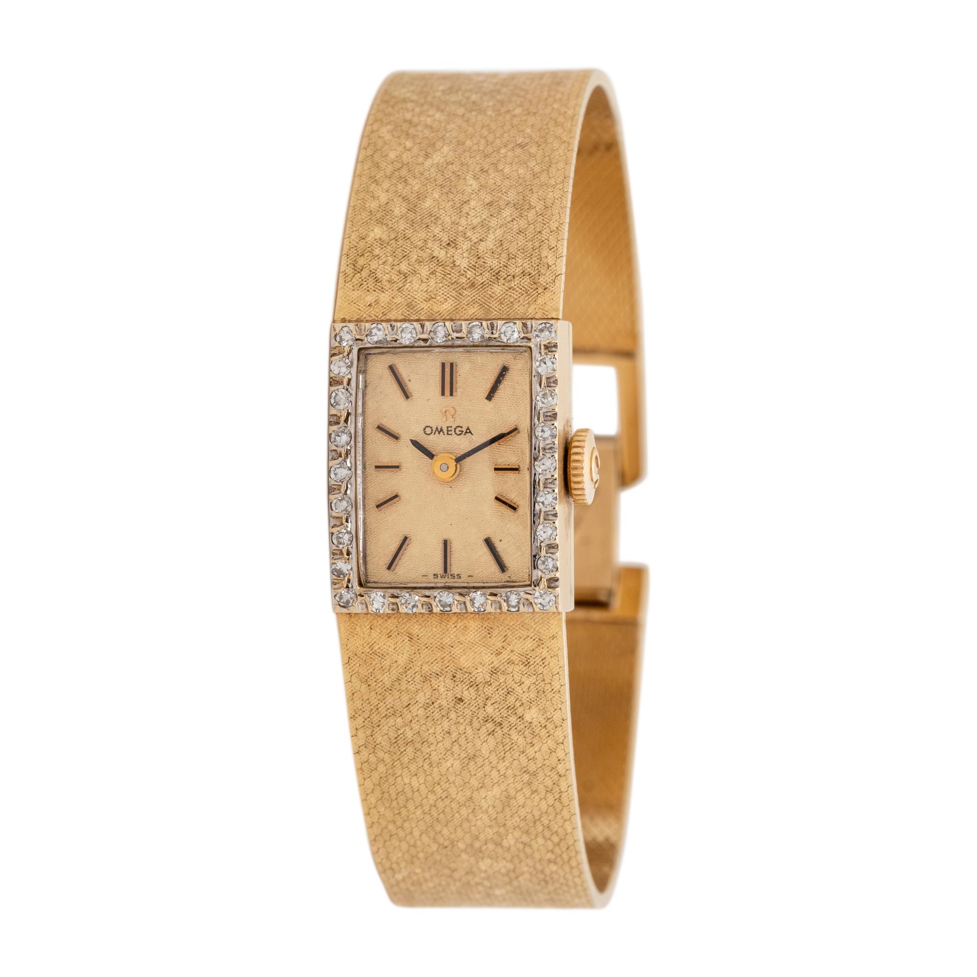 OMEGA, 14K YELLOW GOLD AND DIAMOND WRISTWATCH