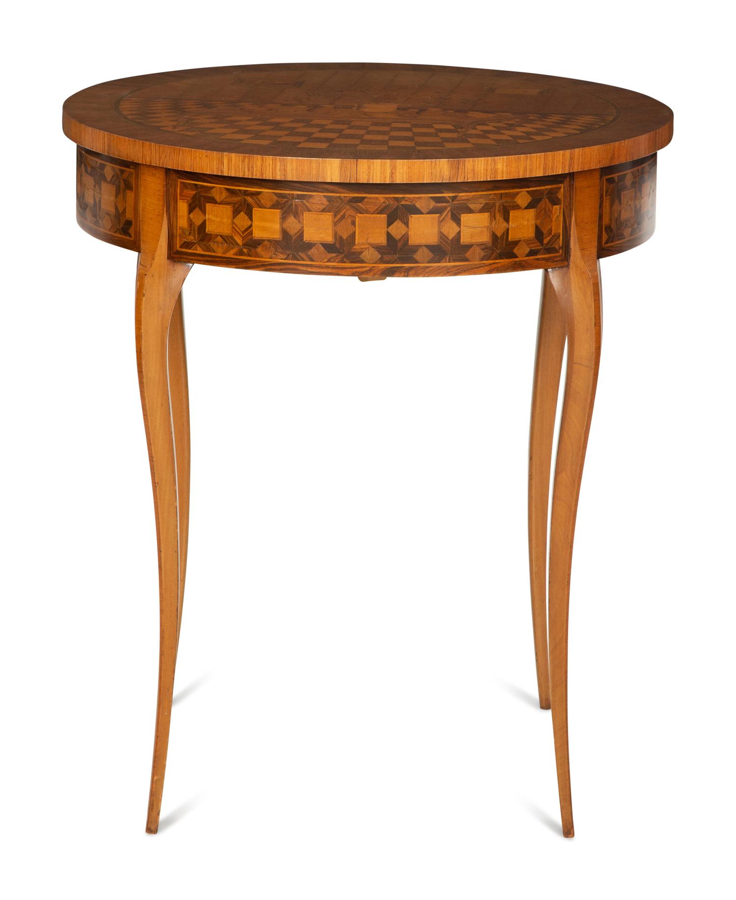 A Louis XV/XVI Transitional Style Marquetry Occasional Table
