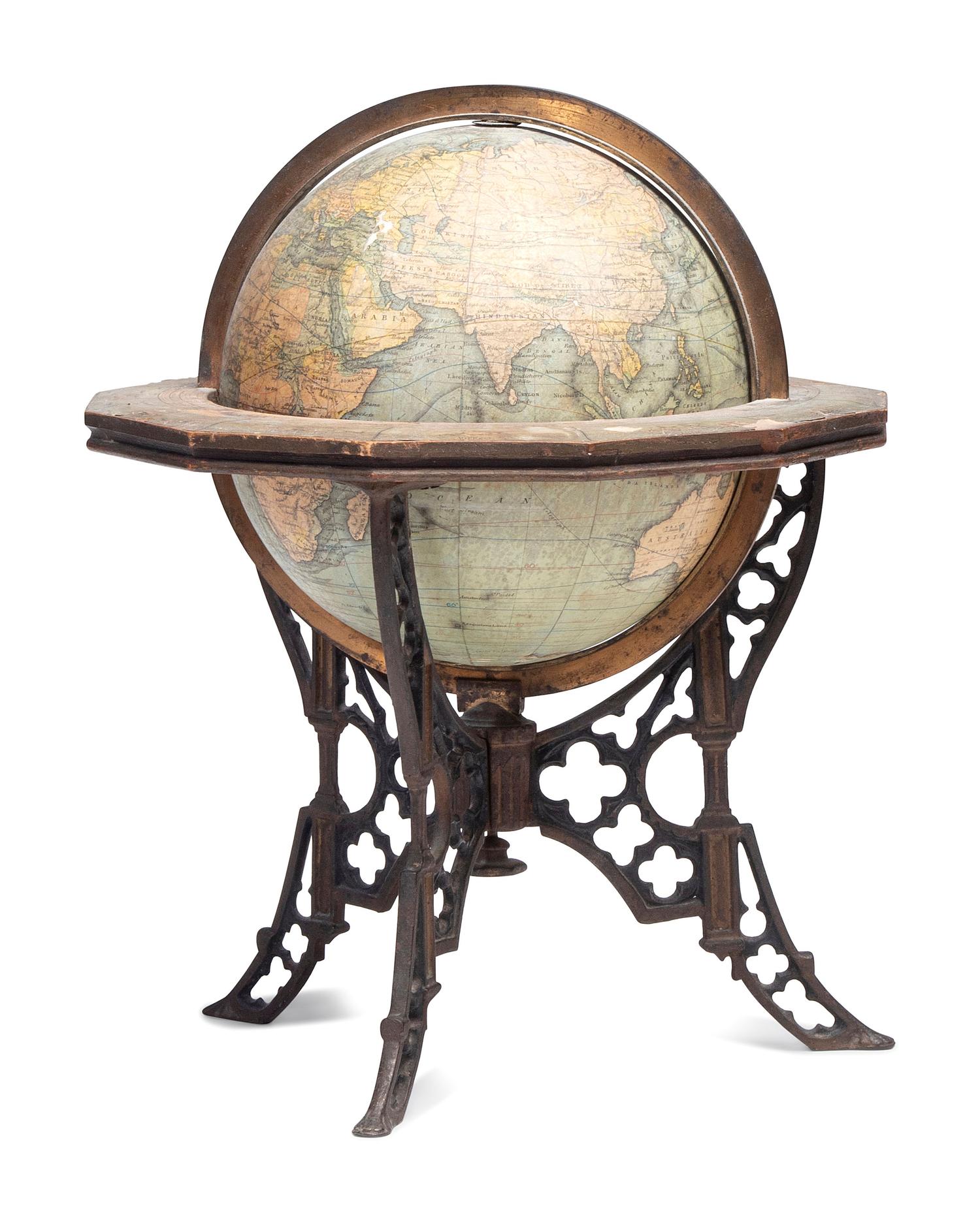 An Eight-Inch Terrestrial Table Globe on Cast-Metal Stand