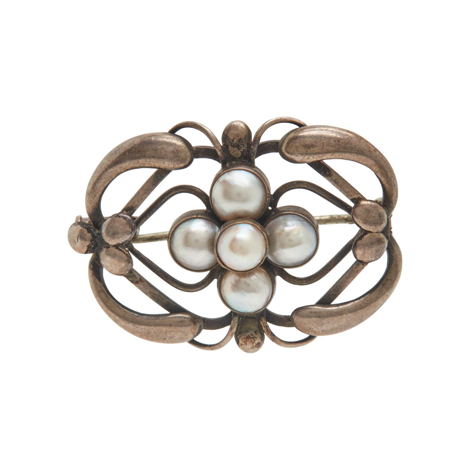 GEORG JENSEN, SILVER AND CULTURED PEARL JEWELRY SUITE