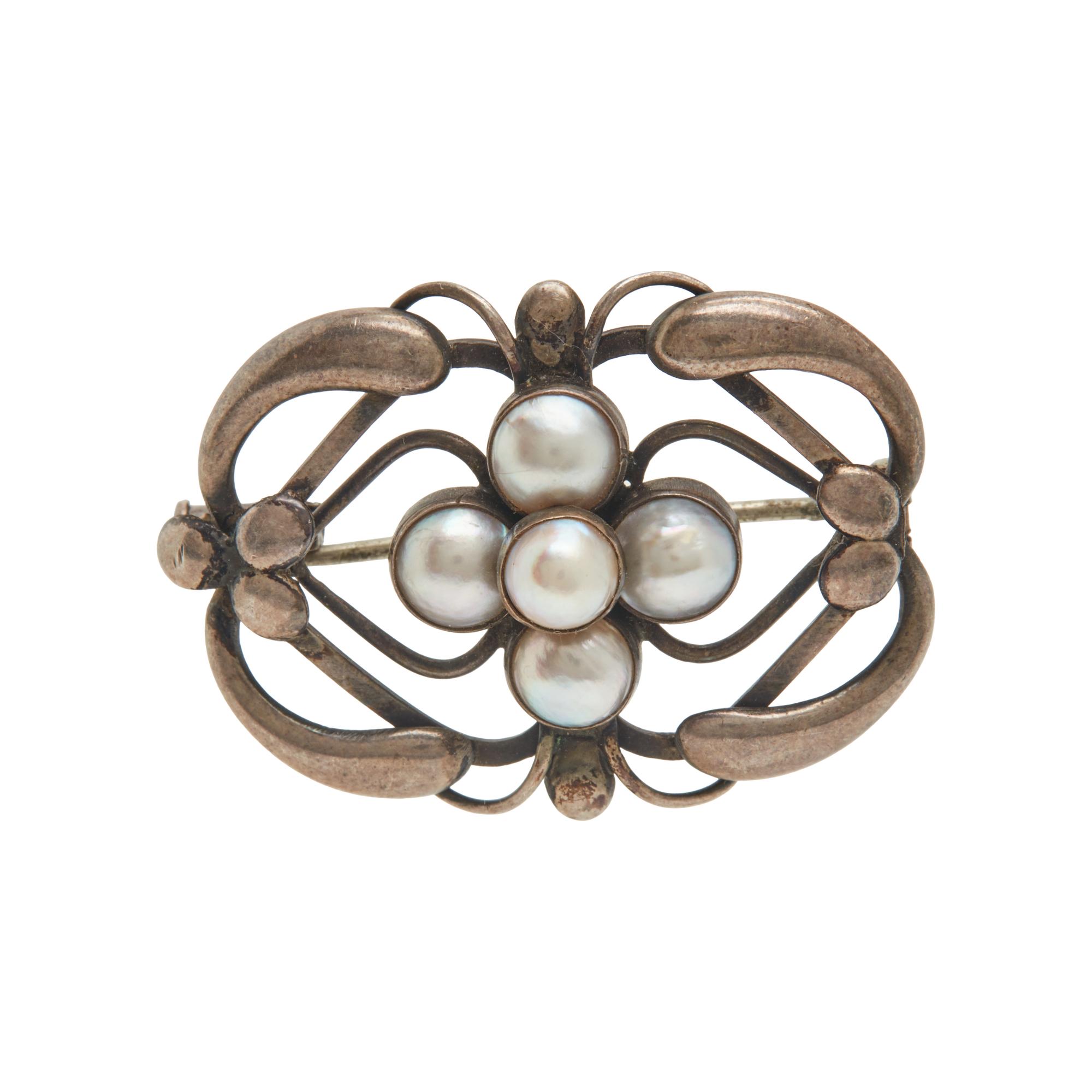 GEORG JENSEN, SILVER AND CULTURED PEARL JEWELRY SUITE